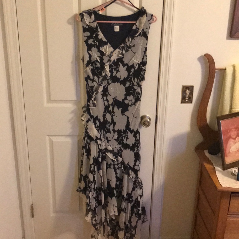 Alex evenings 14 dress black/grey floral